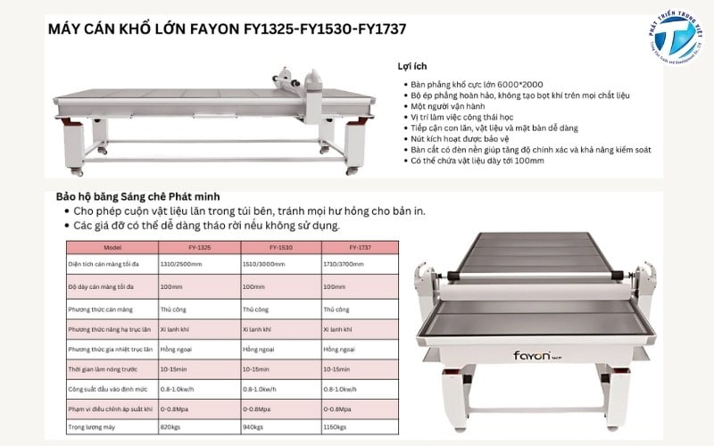 Máy cán khổ lớn Fayon FY1325 / FY1530 / FY1737